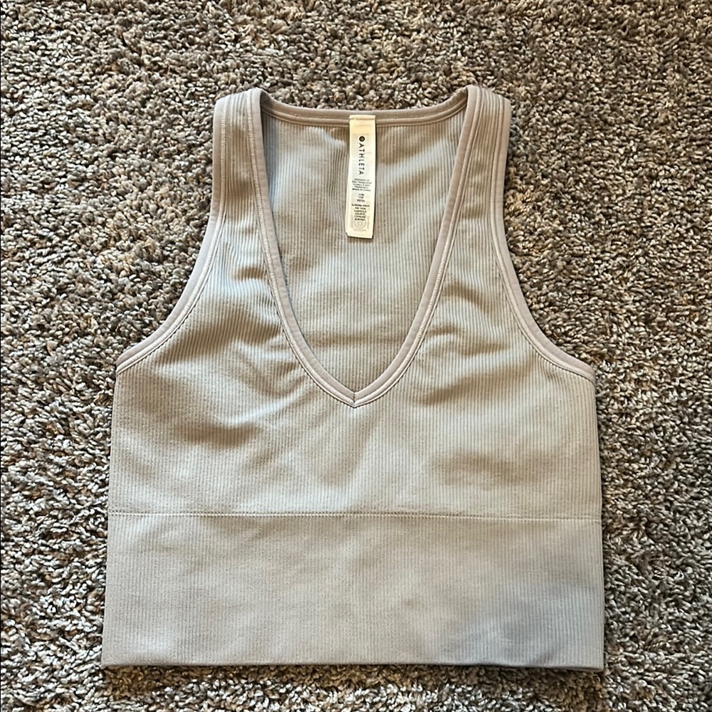 Athleta Gray Ribbed Tank Top
